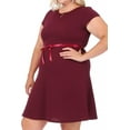 thumbnail image 4 of Women's Plus Size Casual Flared A Line Swing Dresses Short Sleeve With Belt Trim, 4 of 6