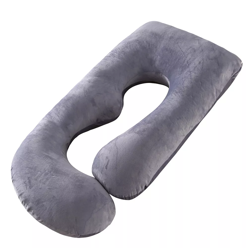 TOPCHANCES Pregnancy Pillow with Soft Velvet Cover - J Shaped Body Pillow for Pregnant Women