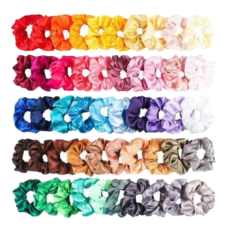 50 Bulk Women Silky Hair Scrunchies Elastic Hair Ties 50 Bulk Women Silky Hair Scrunchies Elastic Hair Ties
