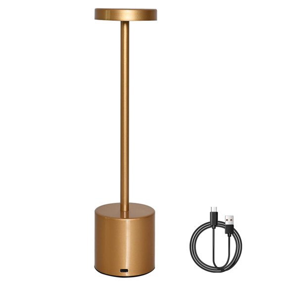 LINLIN Cordless Metal Table Lamp, Portable Touch LED Desk Lamp USB Rechargeable 3 Color Stepless Dimming Tip Bedside Night Light for Restaurant Bars Garden Patio Bedroom Indoor Outdoor