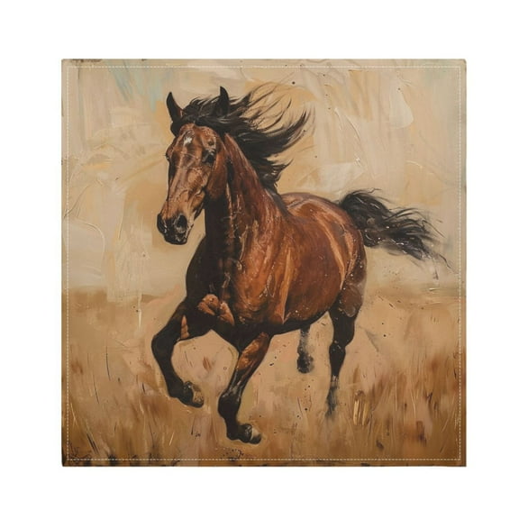 JSTEL Running Horse Cloth Napkins Set of 1, 20x20 Inch Washable and Reusable Napkin for Decoupage Dinner Party Everyday Use