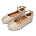 thumbnail image 7 of Bocca Girl's Golden Glitter Ballet Flat Ankle Strap Ballerina Flat Shoes Size 13, 7 of 7