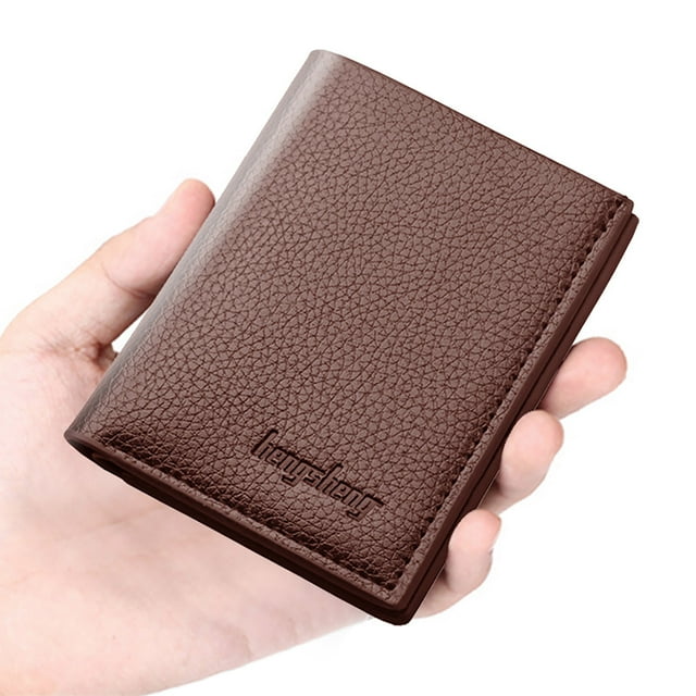 Men's Slim RFID Blocking Wallet - Ultra-Thin Vertical Card Holder | Premium PU Leather & Compact Design