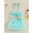 thumbnail image 2 of Arvbitana Baby Girls Bikini 2Pcs Swimsuits 6M 12M 18M 24M Sleeveless Halter Neck Tulle Cami Tops + PP Shorts Sets Infant Toddler Summer Bathing Suits  Beach Wear, 2 of 9