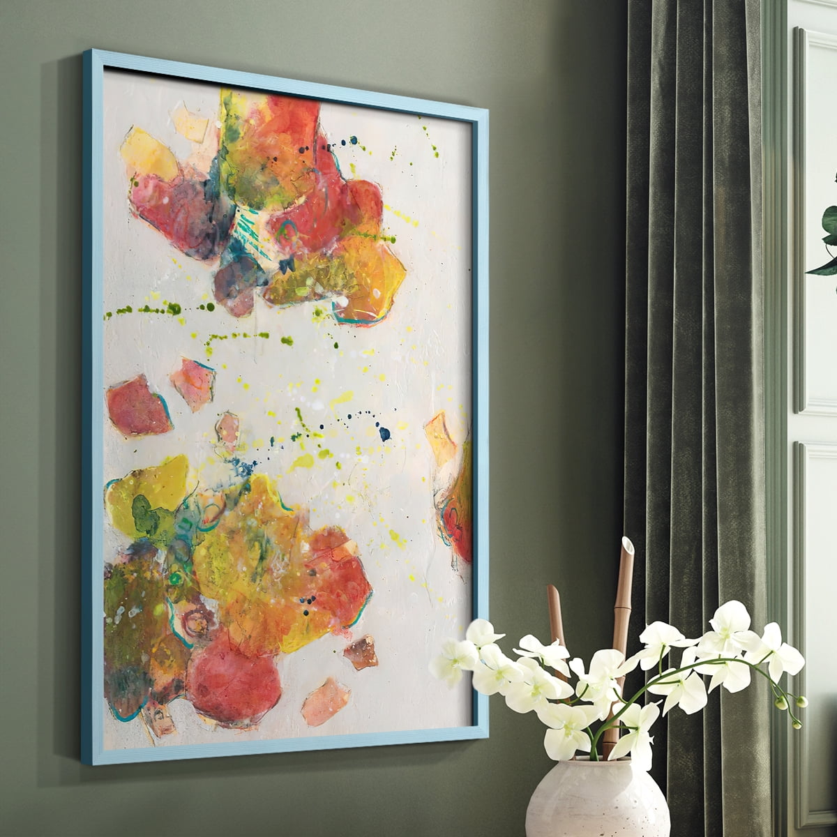 Attracting Love I Framed Print in Blue Solid Wood Framed Print No Nail Hanging