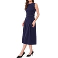 thumbnail image 4 of INSPIRE CHIC Women's Dress Sleeveless Crew Neck High Waist A-Line Office Dresses XL Navy Blue, 4 of 6