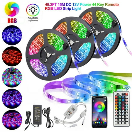 

49.2ft/15M LED Strip Lights Smart RGB LEDs Light Rope Lights Music Sync Colors Changing 900 LEDs Light Strip with Remote + APP Bluetooth Controller for Bedroom Home TV Party Christmas