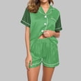 thumbnail image 2 of Yuzhih Pajama Sets for Women Collared V Neck Button down Shirts and Shorts 2024 Pjs Outfits Matching Sets Clothing, 2 of 5