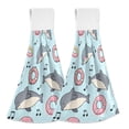 thumbnail image 2 of Dolphin Pattern Hand Towels 2 Pack Quick Dry Velvet Soft with Velcro Kitchen Bath 14x18in, 2 of 7