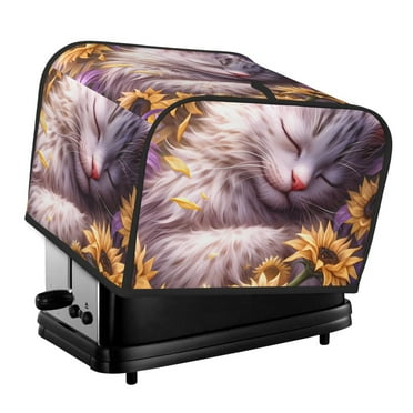 Matuu Warm Sunflower Sleeping Cat for Universal 4 slice Toaster Cover, Small Appliance Toaster Dust Cover,12.4 x 10.6 x 8.3