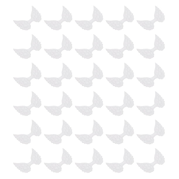 Uxcell 30Pcs Alas de Ángel para Manualidades, Parches de Tela de Alas de Ángel Mini Brillantes para Coser, Blancas
