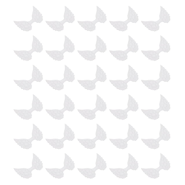 Uxcell 30Pcs Alas de Ángel para Manualidades, Parches de Tela de Alas de Ángel Mini Brillantes para Coser, Blancas