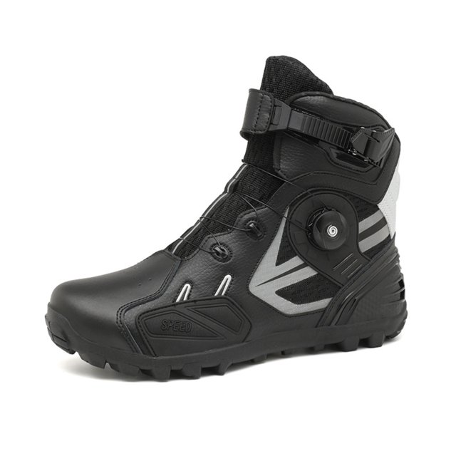 Botas de moto y zapatos de moto para todas las estaciones para hombre y mujer.,Plata negra,40