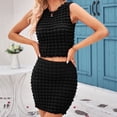 thumbnail image 4 of SMihono Robe d'Été Grande Taille pour Femmes 2023 Été Couleur Unie Mode Douce Plissée Col Rond Débardeur Jupe Courte Ensemble Deux Pièces, 4 of 6