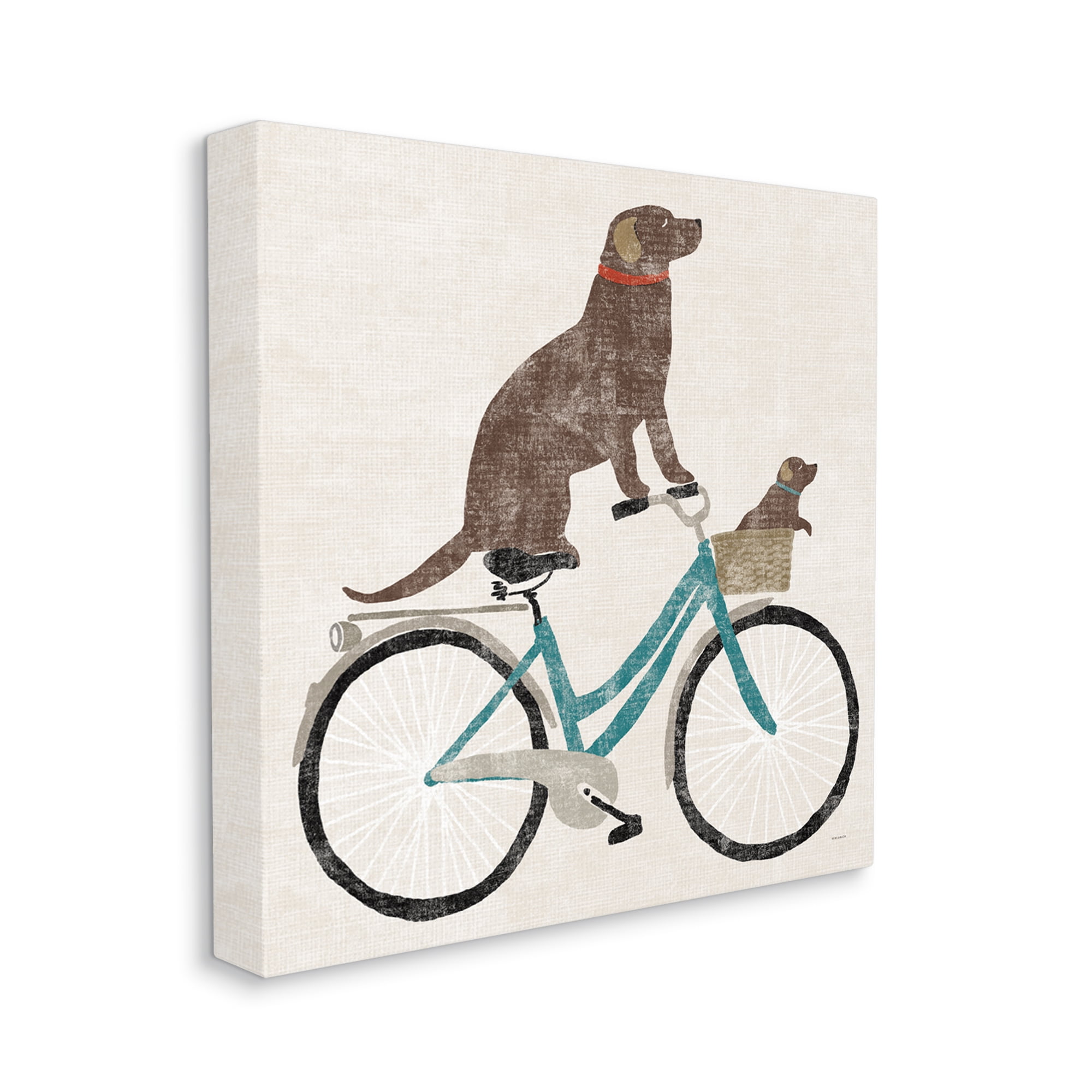 Stupell Industries Vintage Dogs Riding Bicycle Animals & Insects Painting Gallery Wrapped Canvas Print Wall Art, 30 x 30