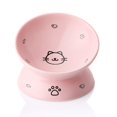 thumbnail image 1 of Cat Bowls Sweejar Ceramic, porcelana inclinada en relieve (rosa), 1 of 6
