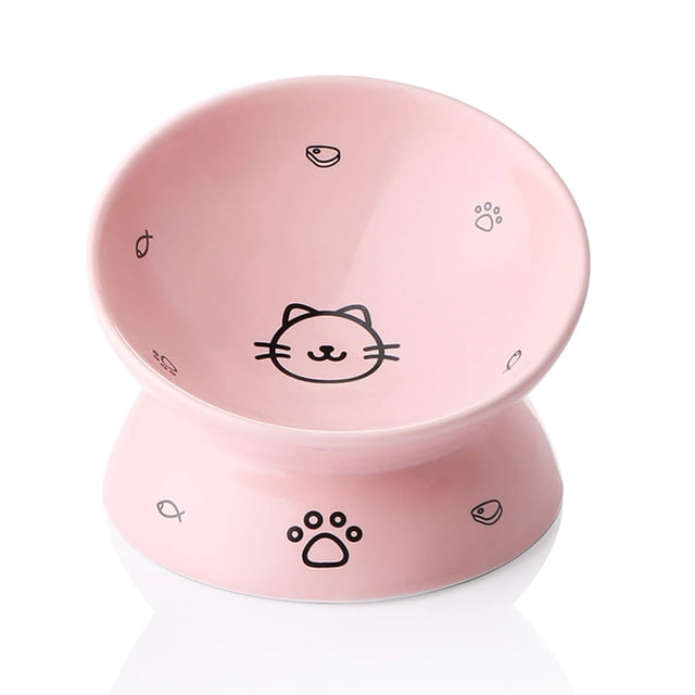 Cat Bowls Sweejar Ceramic, porcelana inclinada en relieve (rosa)