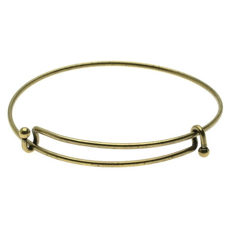 - Expandable Charm Bangle Bracelet, Double Bar, 1 Bracelet, Antiqued Brass