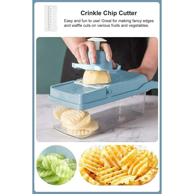 Vegetable Cutter Vegetable Chopper Food Potato Garlic Dicer Manual For  Kitchen Cooking Blue