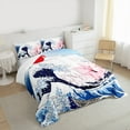 thumbnail image 3 of Manfei Cartoon Ocean Wave Queen Comforter Set for Teen, Japanese Cherry Blossoms Bedding Comforter Set, Tokyo Theme Bedding Set, Ultra Soft Home Decor, 3pcs, 3 of 8