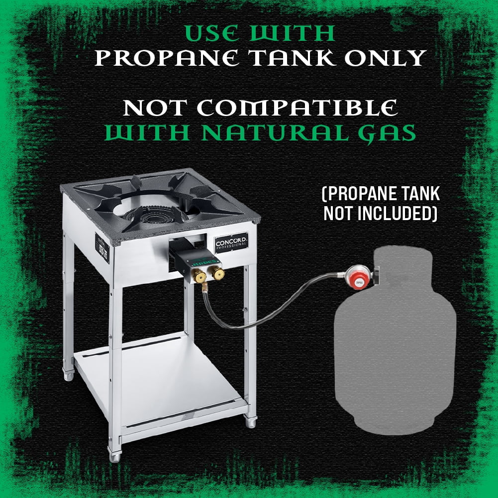 Concord Professional HADES Stainless Steel Commercial Stove. Dual-Controlled Burner Head with Solid Cast Iron Range Top.
