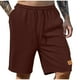 thumbnail image 2 of Pantalones de Cintura Elástica de Algodón de Color Sólido Pantalones de Playa de Pierna Recta con Bolsillos de Cordón, 2 of 9