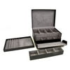 Black Leather Men's Multi-level Valet Case - 9.5W x 4H in