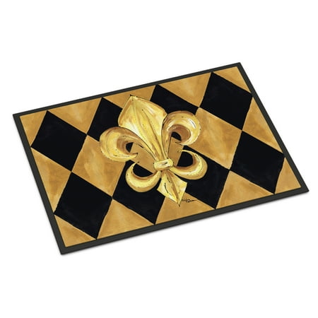 Black Fleur De Lis - Black and Gold Fleur de lis New Orleans Door Mat Doormat