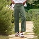 thumbnail image 4 of Pantalones capri de lino de cintura alta y pierna ancha para mujer - Pantalones casuales de negocios con bolsillos - Lisos/estampados, S-2XL, 4 of 8