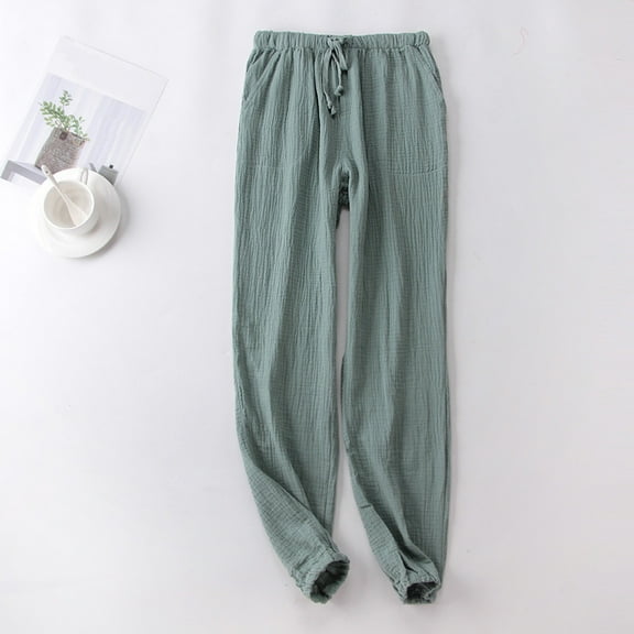 Pajama Pants for Men with Pockets and Drawstring Elastic Waist Pajamas Trousers Casual Lightweight Solid Color Tapered Leg Loungewear Pant