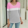 thumbnail image 7 of Endives Women's Long Sleeve T-shirt V Neck Tops Color Block/Solid Shirts Basic Summer Tees Womens Long Sleeve Tops, 7 of 7