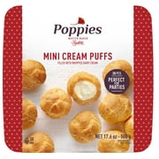 Poppies Frozen Mini Cream Puffs, Pastry Shells Filled with Rich Vanilla Dairy Cream 17.6oz