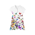 thumbnail image 5 of CCRFTGI Polo Dresses for Kids Girls Size 8 Short Sleeve Uniform Cute Floral Print Pleated Flare Skater Polo Dresses Back To School Summer Button-Down Collar Pique Polo Dress White 3-4 Years, 5 of 5