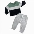 thumbnail image 4 of TOWED22 Toddler Baby Boy Clothes Contrast Color Sweatshirt Pullover Tops + Casual Pants Fall Winter Outfit Set(Blazer,0-6 Mouths ), 4 of 4
