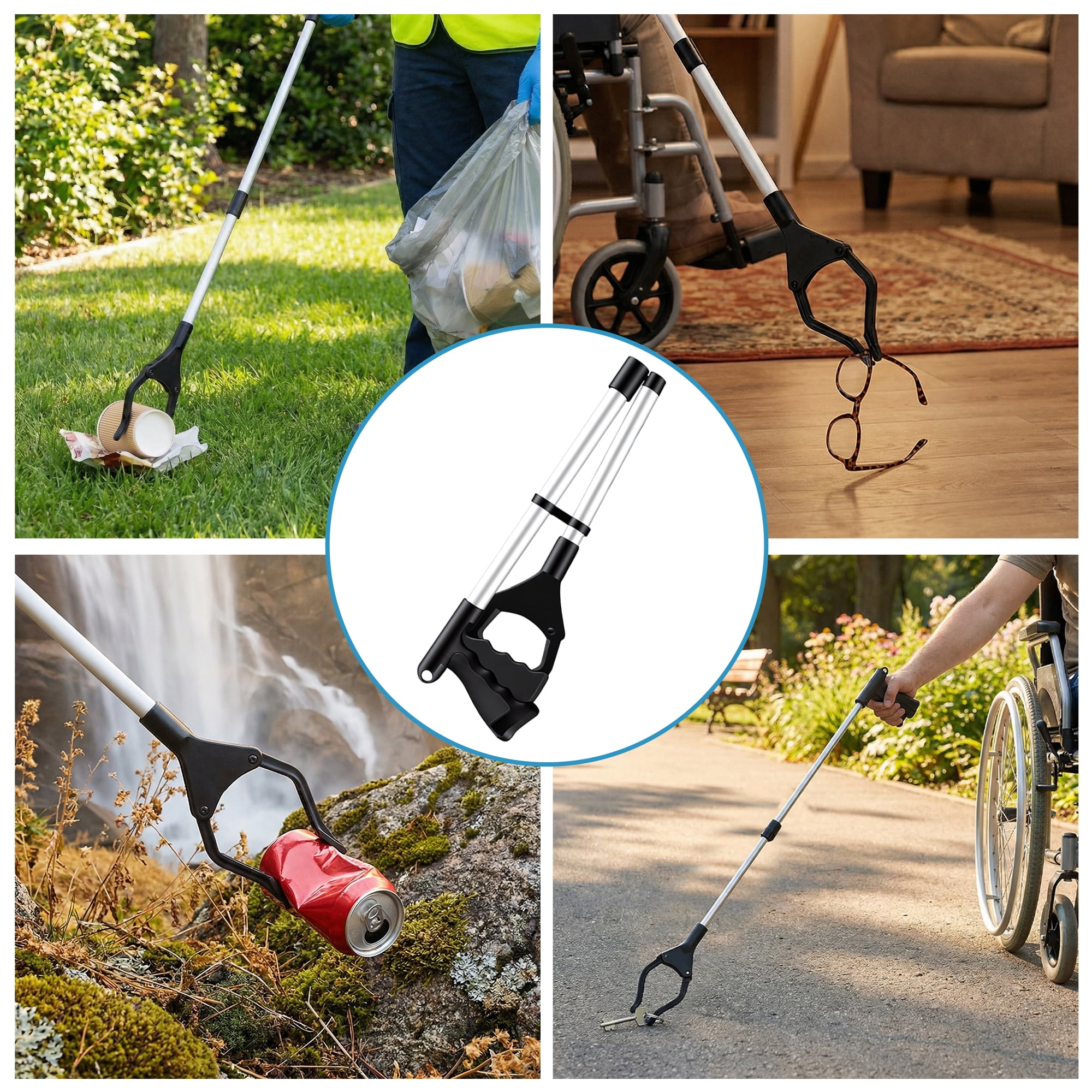 32" Grabber Reaching Tool, Grabber Reaching Assist Pick up Tool for Elderly, Lightweight Foldable Trash Claw Grabber Reaching Assist Tool Litter Picker for Trash Pick Up