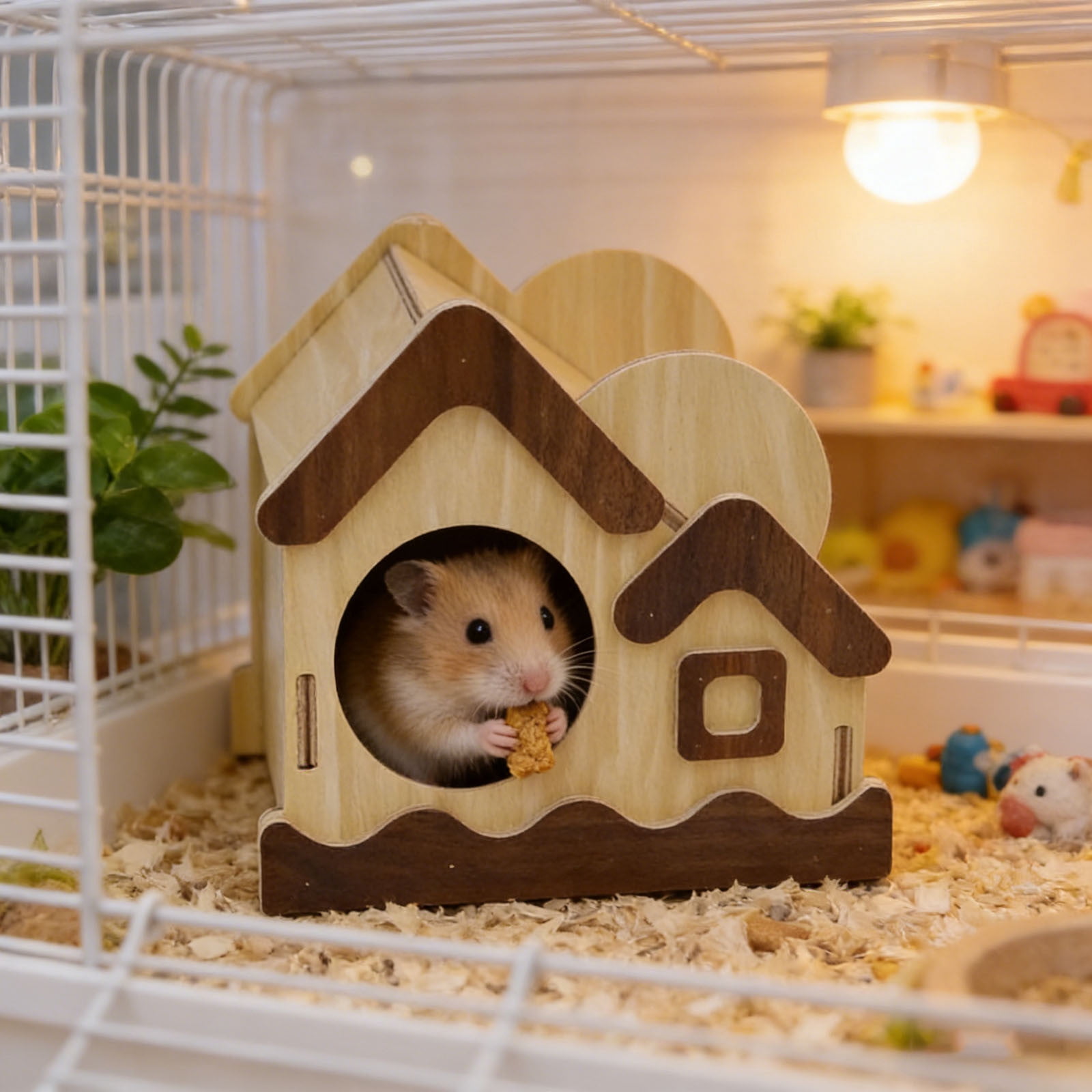Hamster Habitat Wooden Pet Bed for Small Animals Playful Hideout Sleeping Resting Gerbil Hedgehog Glider Enrichment Toy
