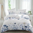 thumbnail image 2 of Blue Floral Spring Bedding 3 Piece Duvet Cover Set Queen Size, Summer Botanical Pastoral Soft Microfiber Comforter Cover with Zipper Closure & Pillowcases, Wrinkle & FadeResistant Quilt Cover, 2 of 9