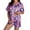 Purple, variant on Wang6 Women's Satin Pajamas Sets with Shorts 2 Pieces Plus Size Pjs Sets Soft Short Sleeve V Neck Button Shirts Shorts Loose Fit Cute Printed Sleepwear Loungewear Sets Sky Blue XL