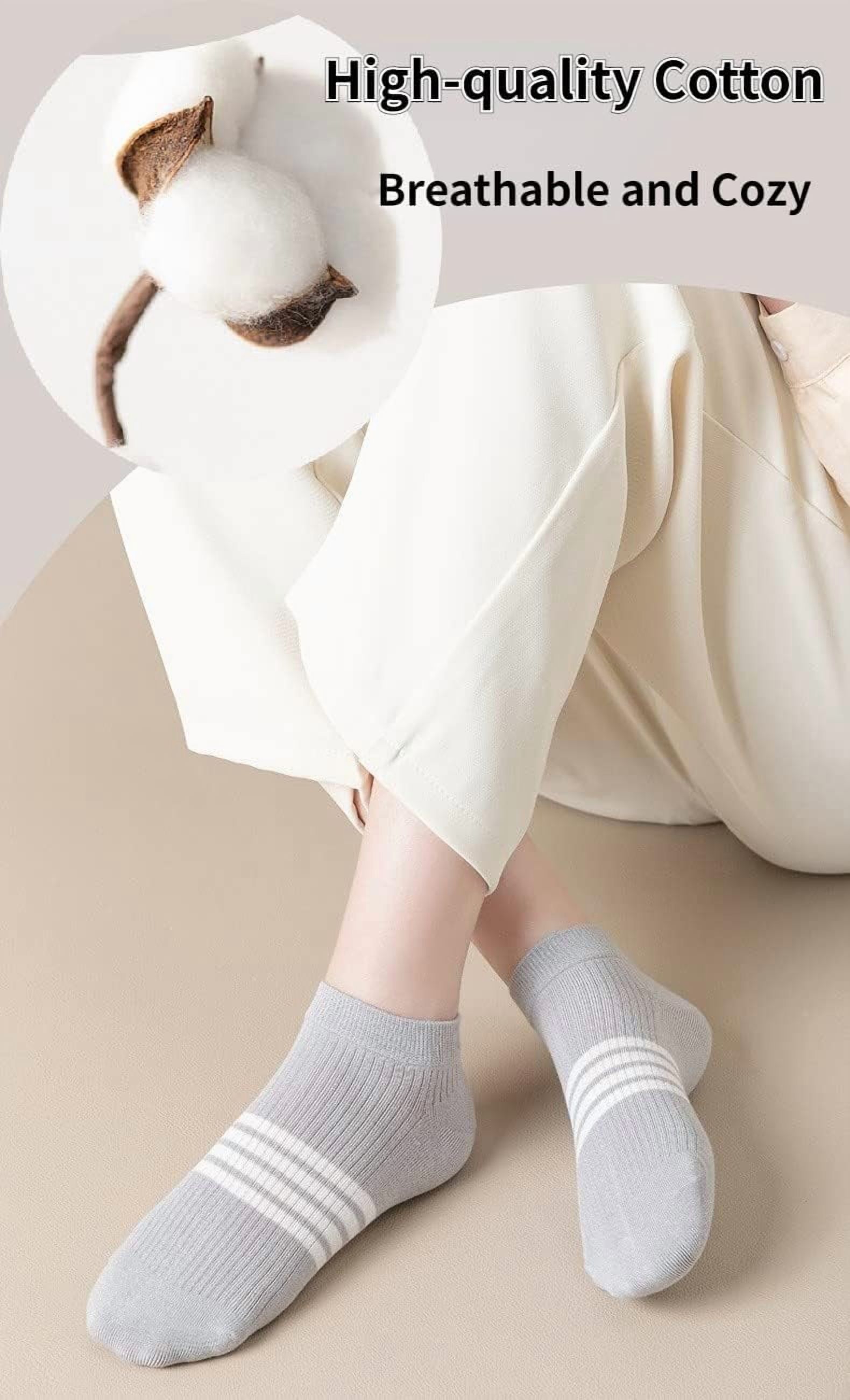CoCozhu 10/20 Pairs Striped Combed Cotton Socks For Women Girls Non-pilling Moisture-wicking Ankle Socks