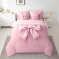 thumbnail image 2 of Manfei Cute Bow Girl Twin Bedding Sets 7-Piece,Dreamy Princess Bedding Comforter Set Microfiber,Kawaii Ribbon Bow Knot Breathable Sheet Sets,Luxury Bedroom Decor,Reversible, 2 of 8
