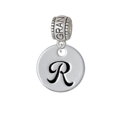 Large Script Letter - R - 3/4'' Disc - Grandmother Charm Bead