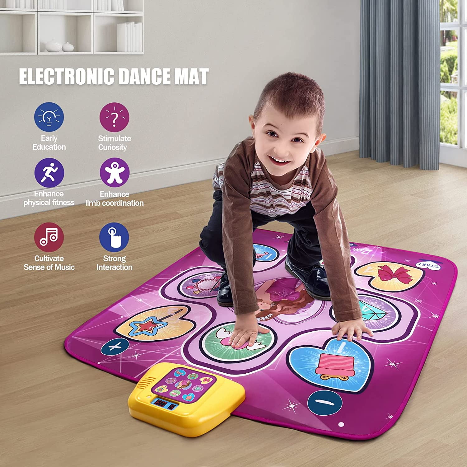 Zendure Dance Mat - Dance Mixer Rhythm Step Play Mat - Dance Game Toy Gift for Kids Girls Boys - Dance Pad with LED Lights, Adjustable Volume, Built-in Music, 3 Challenge Levels (3-12 Years Old)