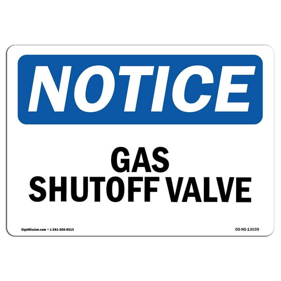 OSHA Notice Signs - Gas Shutoff Valve | Decal | Protect Your Business, Construction Site, Warehouse & Shop Area |  Made in the USA