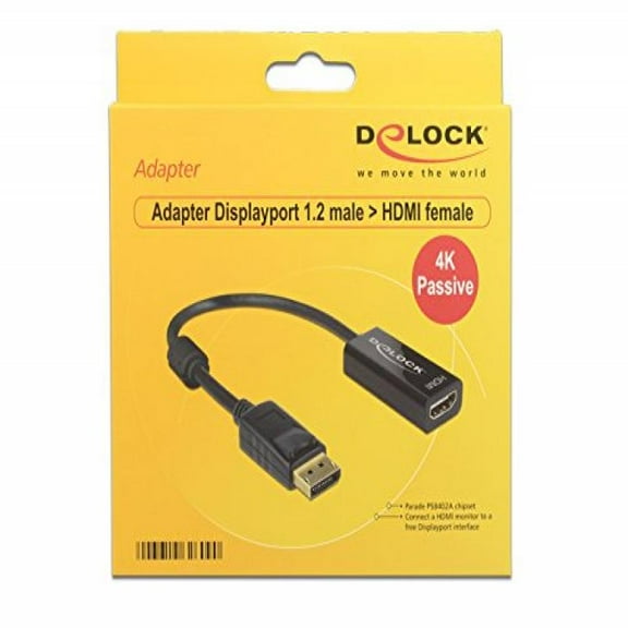 4K Ultra HD Delock Adapter Displayport 1.2 male > HDMI female Passive black DP