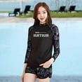 thumbnail image 4 of Mdesiwst 2 Pcs/Set Unisex Swimsuit Quick-drying Breathable Soft Leaf Print O Neck Long Sleeves Couple Surfing Clothes Diving Bathing Suit Water Sport Swimwear, 4 of 7