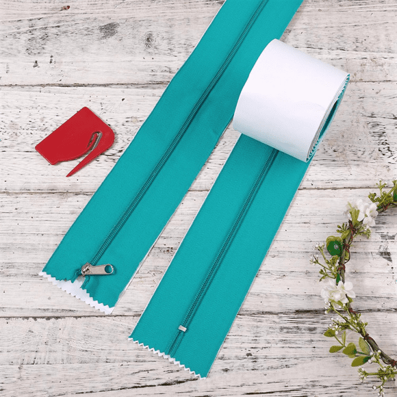 2pcs Dust Barrier Zipper,Instant Door Dust Protection Self-Adhesive Tarp Double Zipper Blade Construction Green