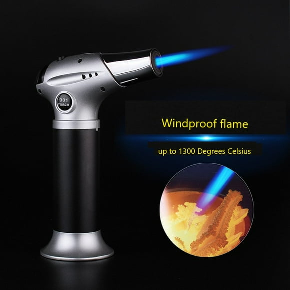 Butane Torch, Refillable Kitchen Torch Lighter, Fit All Butane Tanks Blow Torch with Safety Lock and Adjustable Flame for Desserts, Creme Brulee, and Baking Butane Gas Is Not Included