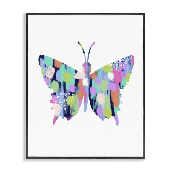 Stupell Industries Pastel Patterned Butterfly Animals & Insects Painting Black Framed Art Print Wall Art, 11 x 14