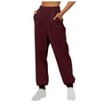thumbnail image 1 of AherBiu Sweatpants Women High Waisted Fleece Solid Color Joggers with Pockets Fall Winter Loose Workout Running Gym Pants, 1 of 5