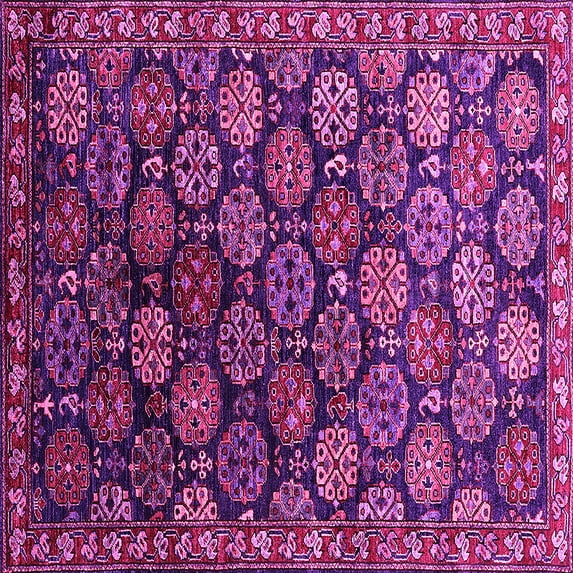 Ahgly Company Indoor Square Oriental Pink Industrial Area Rugs, 8' Square